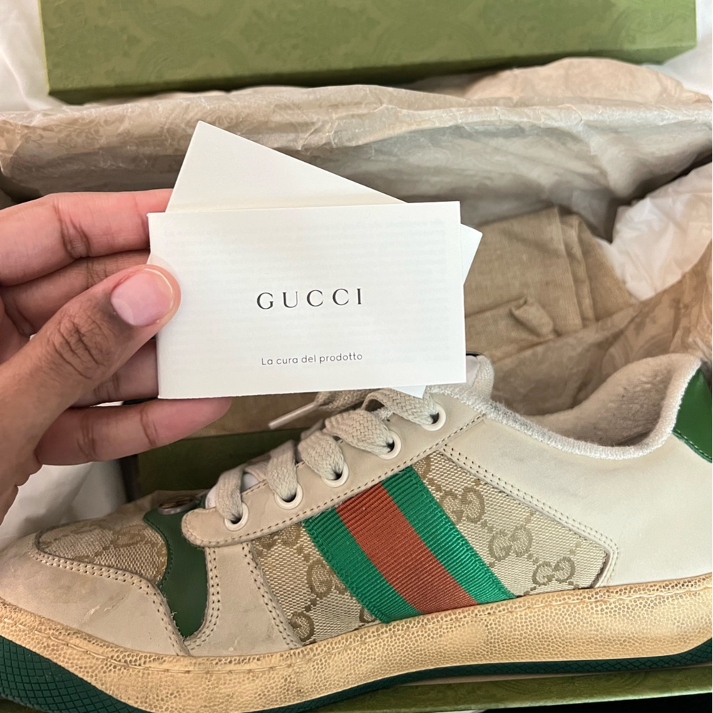 Gucci Womens Screener Leather Sneaker - Picture 2 of 11